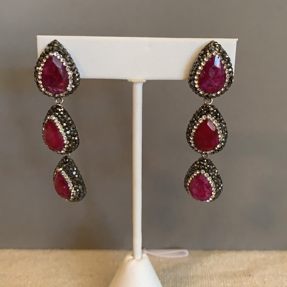 Garnet bezeled earrings